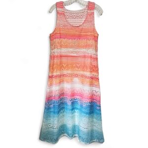 Cloth and Portrait Lace Eyelet Maxi Dress Beach Coastal Lined Medium Sleeveless